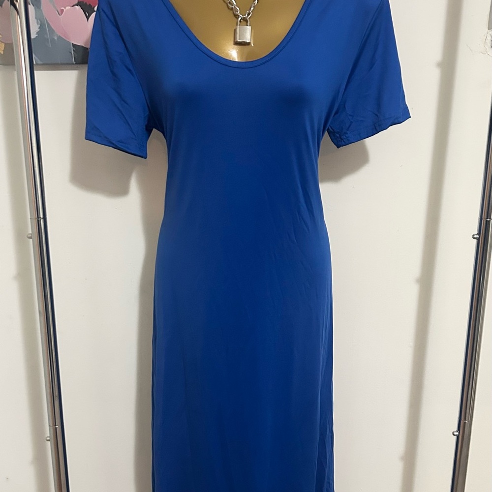 Royal Blue Scoop Neck Midi Dress